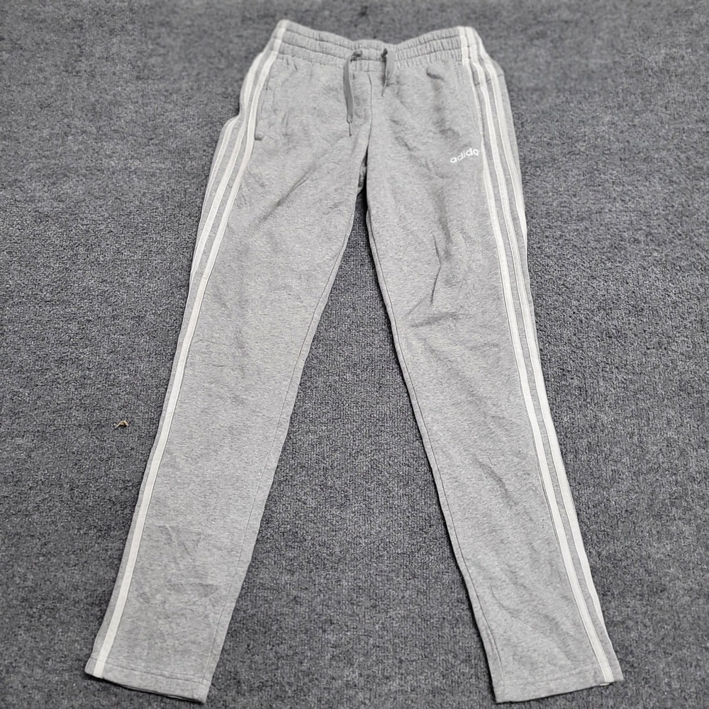 Adidas Sweatpants Womens Size XS Gray Heather 3-Stripe Slim Fit Athletic Joggers